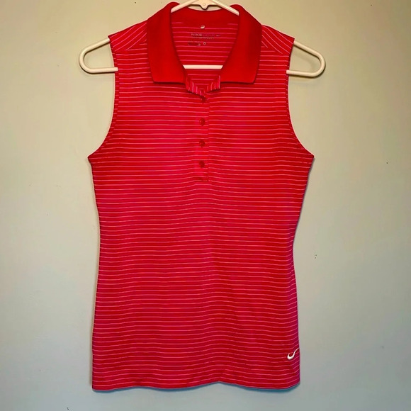 Nike Tops - Nike Golf tour performance women’s size S sleeveless top sports hot pink stripes